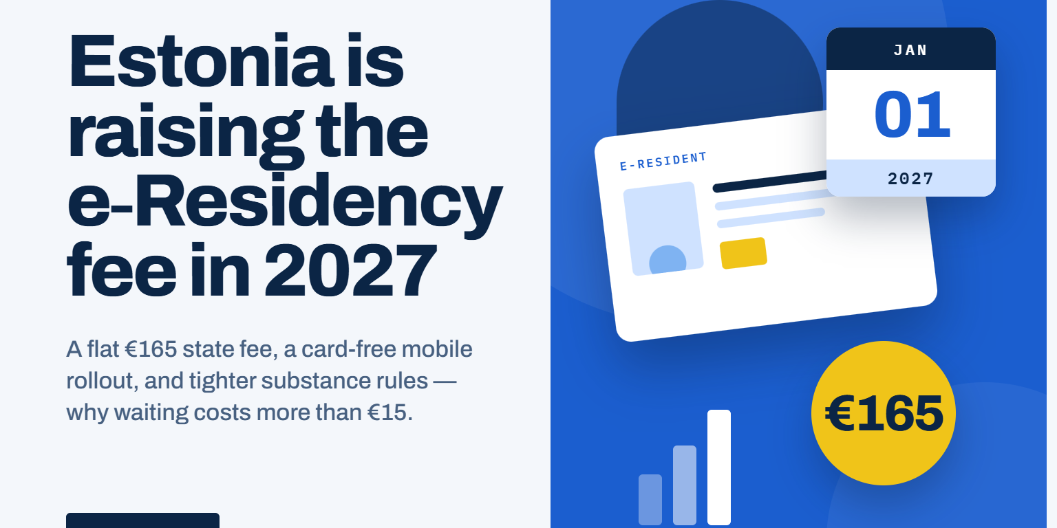 Estonia e-Residency fee rising to €165 in 2027